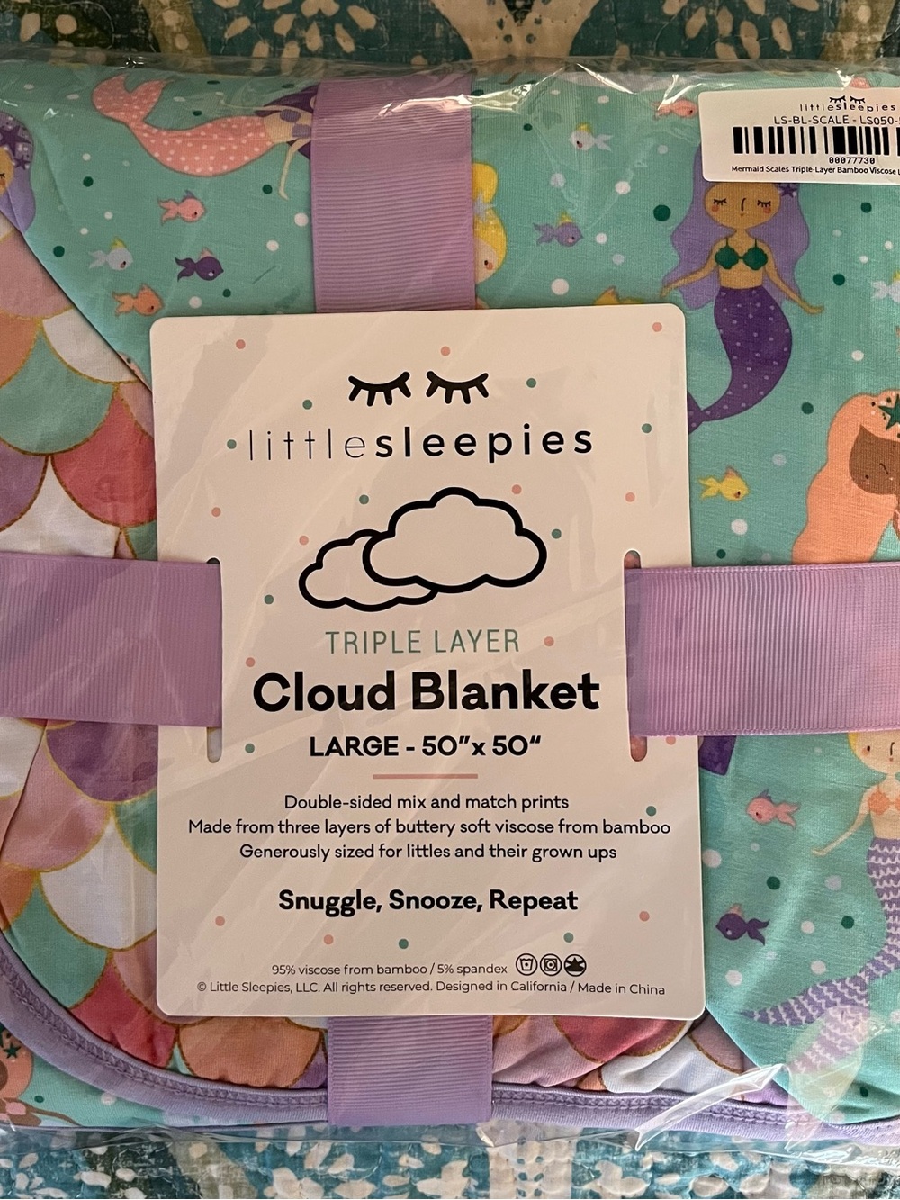 Little Sleepies Mermaid Scales bamboo blanket